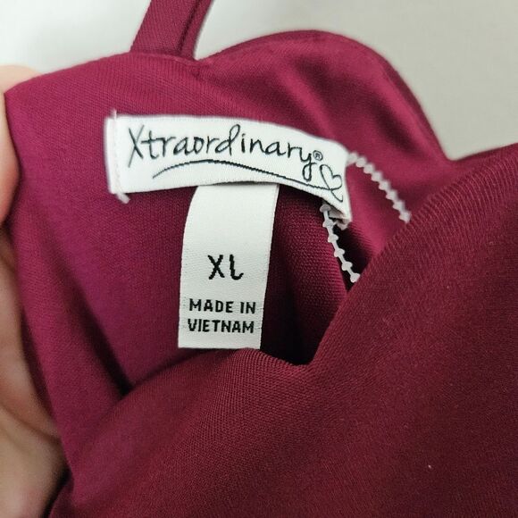 Xtraordinary Dress Mini Burgundy Scalloped Edge Spaghetti Strap Cocktail Wedding - Picture 8 of 11